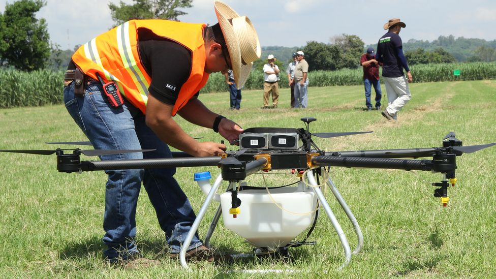 Drones loaded with pesticides